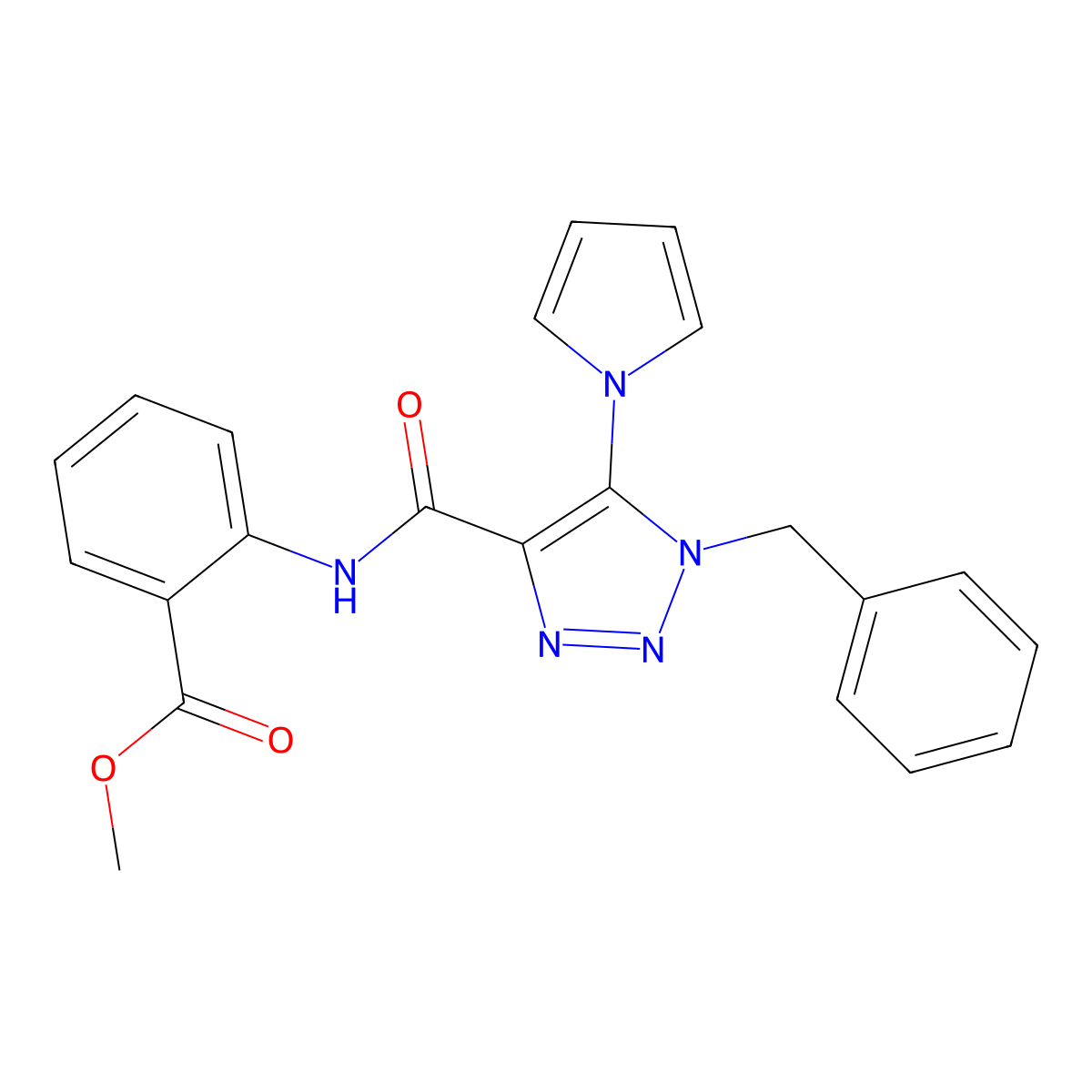 methyl 2-({[1-benzyl-5-(1H-pyrrol-1-yl)-1H-1,2,3-triazol-4-yl]carbonyl}amino)benzoate molecular structure, CAS 1795295-23-6