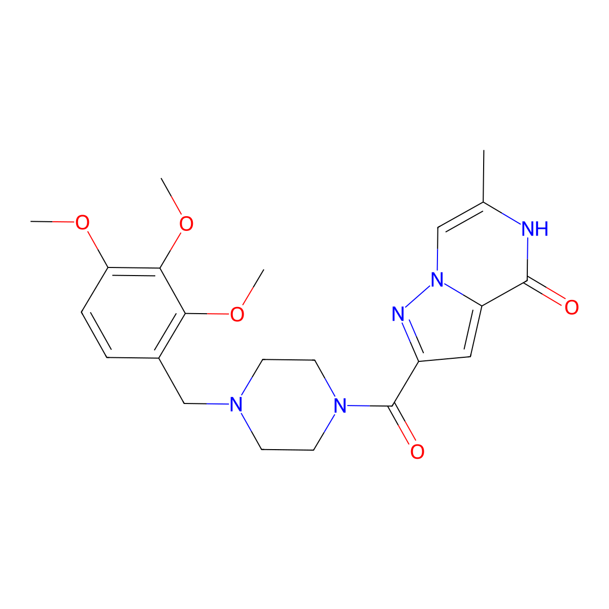 6-methyl-2-{[4-(2,3,4-trimethoxybenzyl)piperazin-1-yl]carbonyl}pyrazolo[1,5-a]pyrazin-4(5H)-one molecular structure, CAS 1795295-27-0