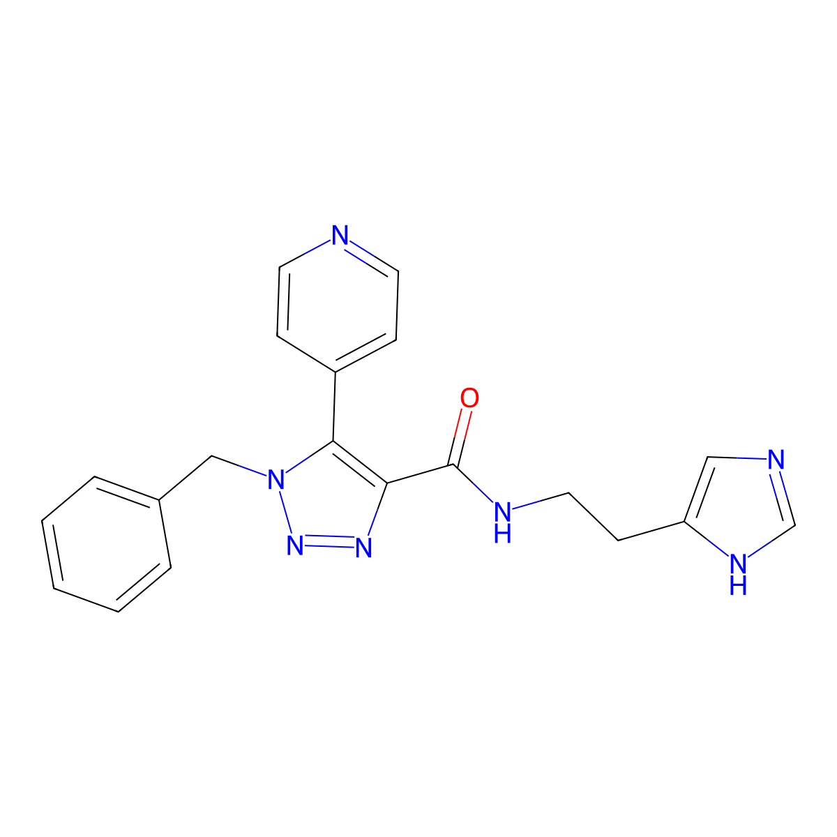1-benzyl-N-[2-(1H-imidazol-4-yl)ethyl]-5-pyridin-4-yl-1H-1,2,3-triazole-4-carboxamide molecular structure, CAS 1795295-37-2