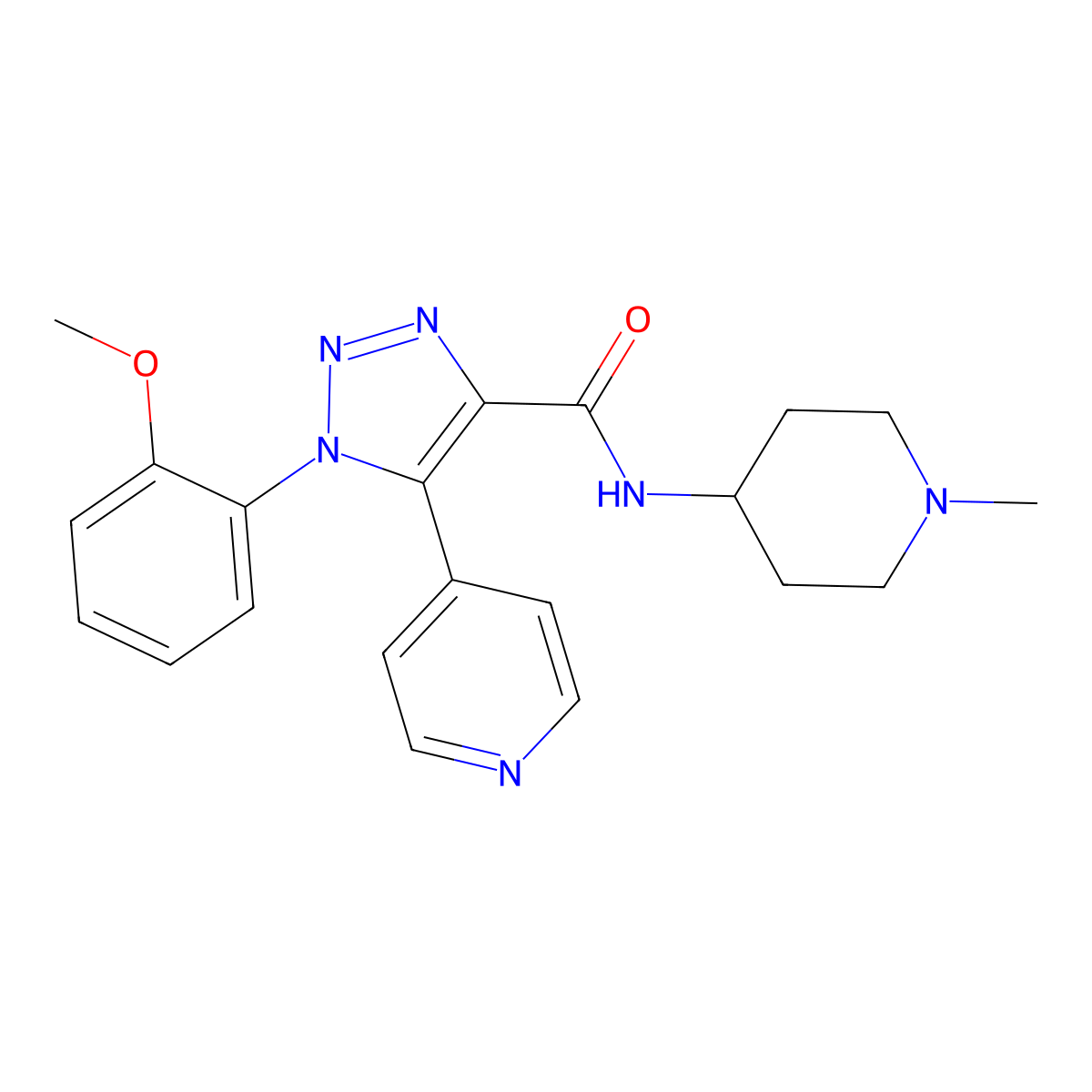 1-(2-methoxyphenyl)-N-(1-methylpiperidin-4-yl)-5-(pyridin-4-yl)-1H-1,2,3-triazole-4-carboxamide molecular structure, CAS 1795295-42-9