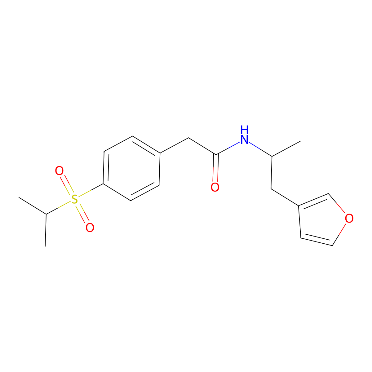 N-(1-(furan-3-yl)propan-2-yl)-2-(4-(isopropylsulfonyl)phenyl)acetamide molecular structure, CAS 1795295-51-0