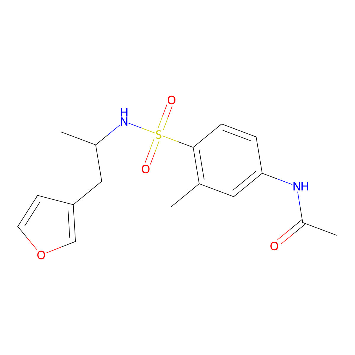 N-(4-(N-(1-(furan-3-yl)propan-2-yl)sulfamoyl)-3-methylphenyl)acetamide molecular structure, CAS 1795295-54-3