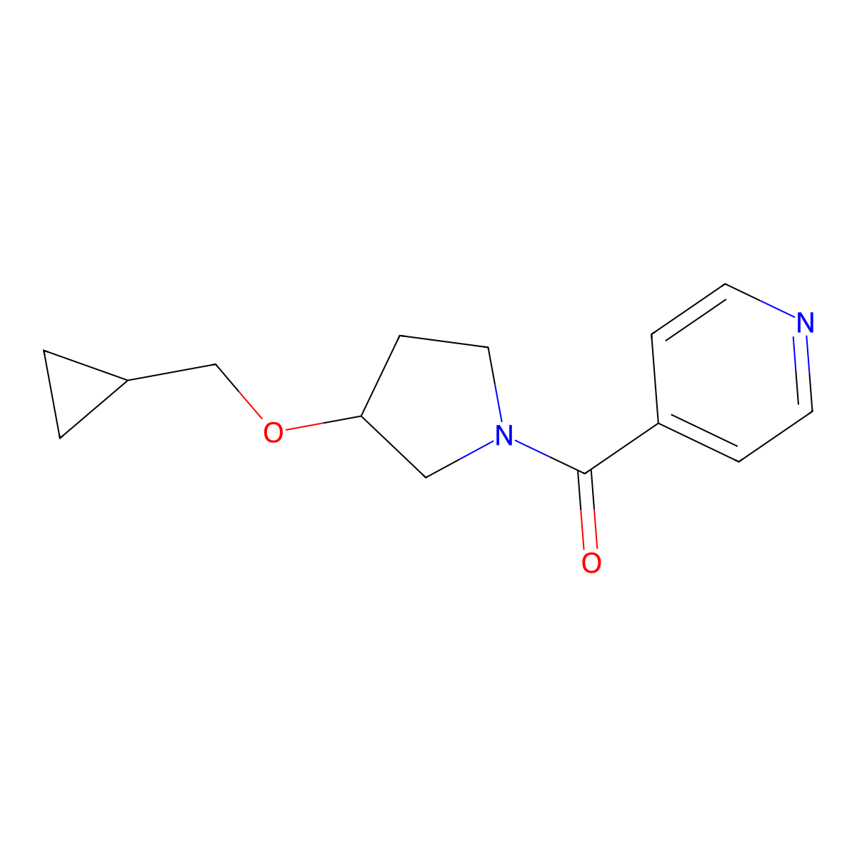 [3-(Cyclopropylmethoxy)-1-pyrrolidinyl](4-pyridyl)methanone molecular structure, CAS 1795295-57-6