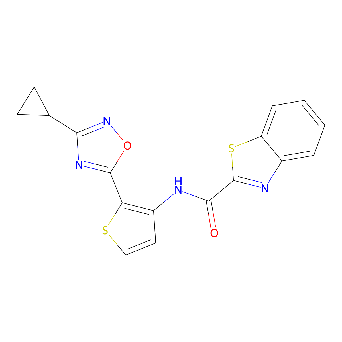 N-(2-(3-cyclopropyl-1,2,4-oxadiazol-5-yl)thiophen-3-yl)benzo[d]thiazole-2-carboxamide molecular structure, CAS 1795295-64-5