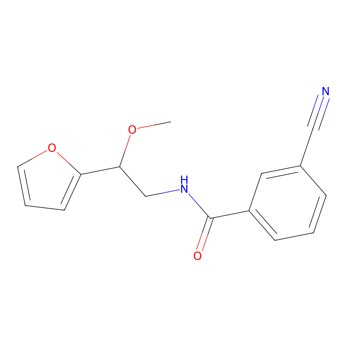 3-cyano-N-[2-(furan-2-yl)-2-methoxyethyl]benzamide molecular structure, CAS 1795295-79-2
