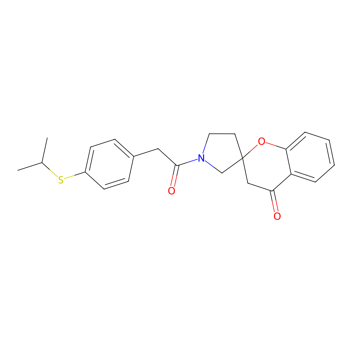 1'-(2-(4-(Isopropylthio)phenyl)acetyl)spiro[chroman-2,3'-pyrrolidin]-4-one molecular structure, CAS 1795296-01-3