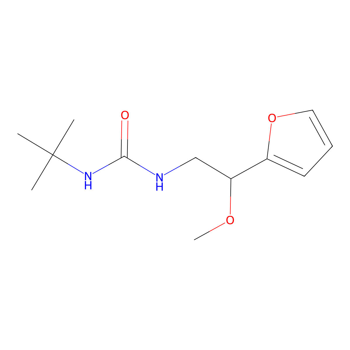 1-(Tert-butyl)-3-(2-(furan-2-yl)-2-methoxyethyl)urea molecular structure, CAS 1795296-09-1