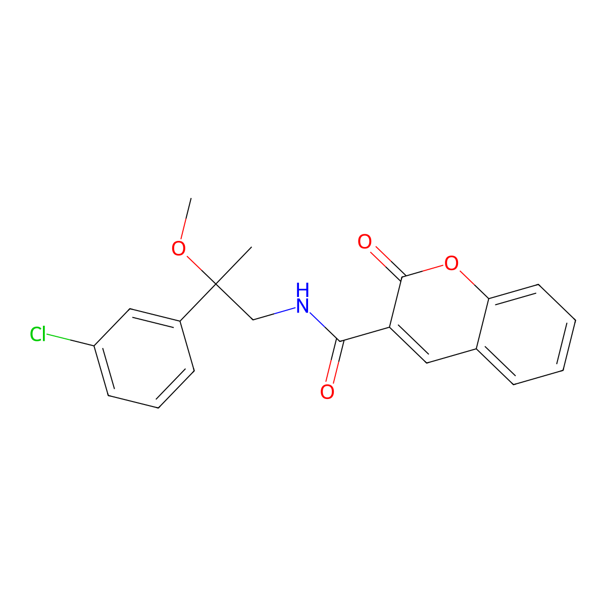 N-[2-(3-chlorophenyl)-2-methoxypropyl]-2-oxo-2H-chromene-3-carboxamide molecular structure, CAS 1795296-16-0