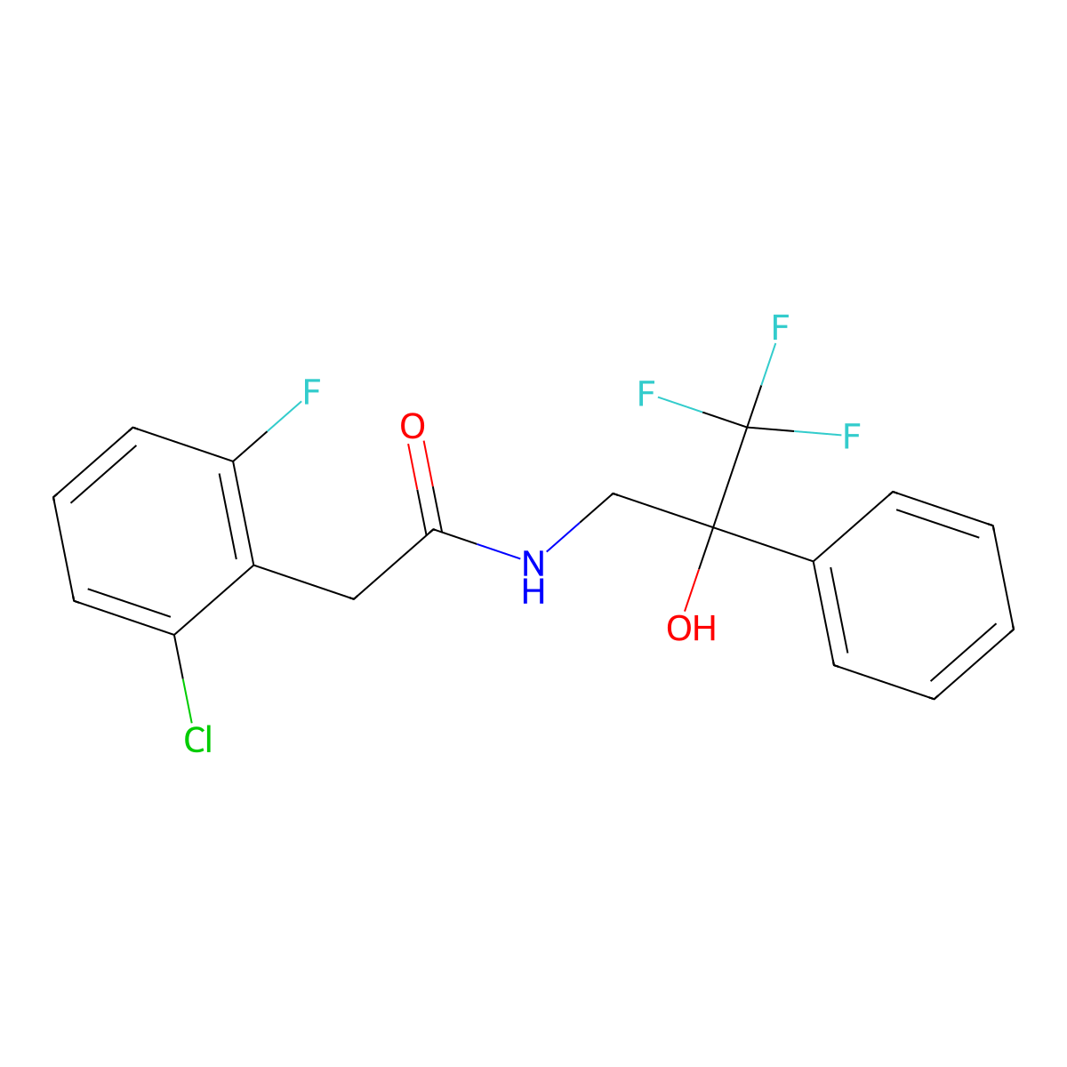 2-(2-chloro-6-fluorophenyl)-N-(3,3,3-trifluoro-2-hydroxy-2-phenylpropyl)acetamide molecular structure, CAS 1795296-27-3