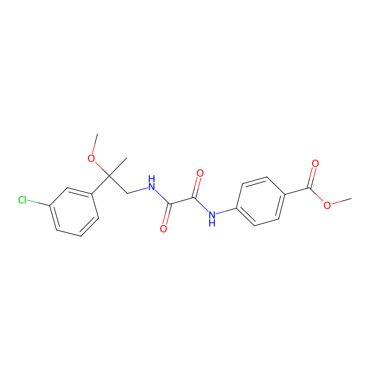 Methyl 4-(2-((2-(3-chlorophenyl)-2-methoxypropyl)amino)-2-oxoacetamido)benzoate molecular structure, CAS 1795296-32-0