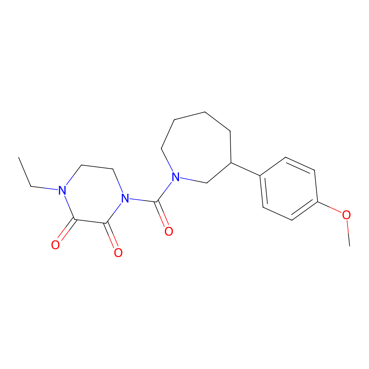 1-Ethyl-4-[3-(4-methoxyphenyl)azepane-1-carbonyl]piperazine-2,3-dione molecular structure, CAS 1795296-51-3