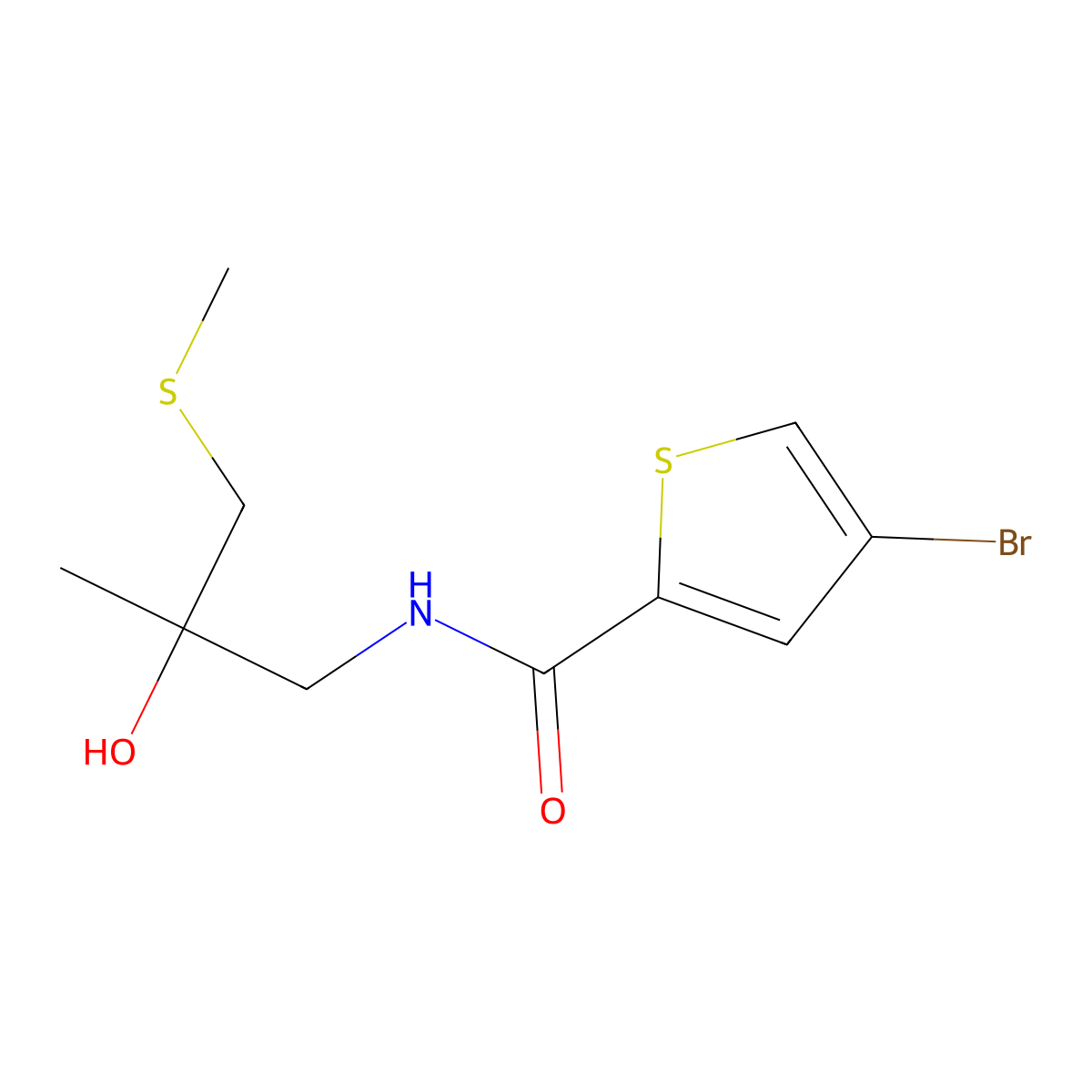 4-bromo-N-(2-hydroxy-2-methyl-3-(methylthio)propyl)thiophene-2-carboxamide molecular structure, CAS 1795296-54-6