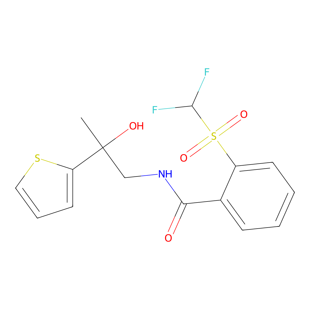 2-((difluoromethyl)sulfonyl)-N-(2-hydroxy-2-(thiophen-2-yl)propyl)benzamide molecular structure, CAS 1795296-59-1