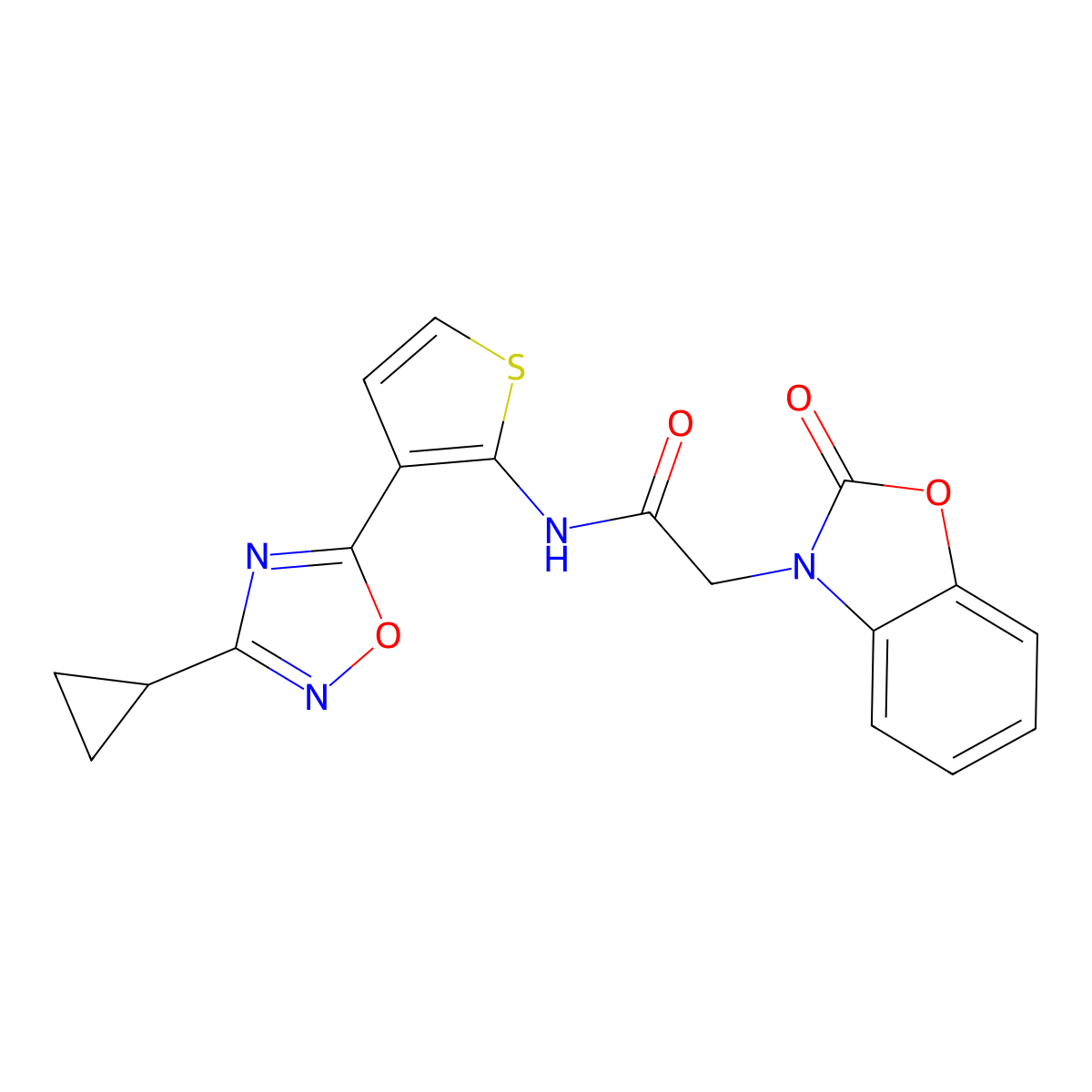 N-(3-(3-cyclopropyl-1,2,4-oxadiazol-5-yl)thiophen-2-yl)-2-(2-oxobenzo[d]oxazol-3(2H)-yl)acetamide molecular structure, CAS 1795296-60-4