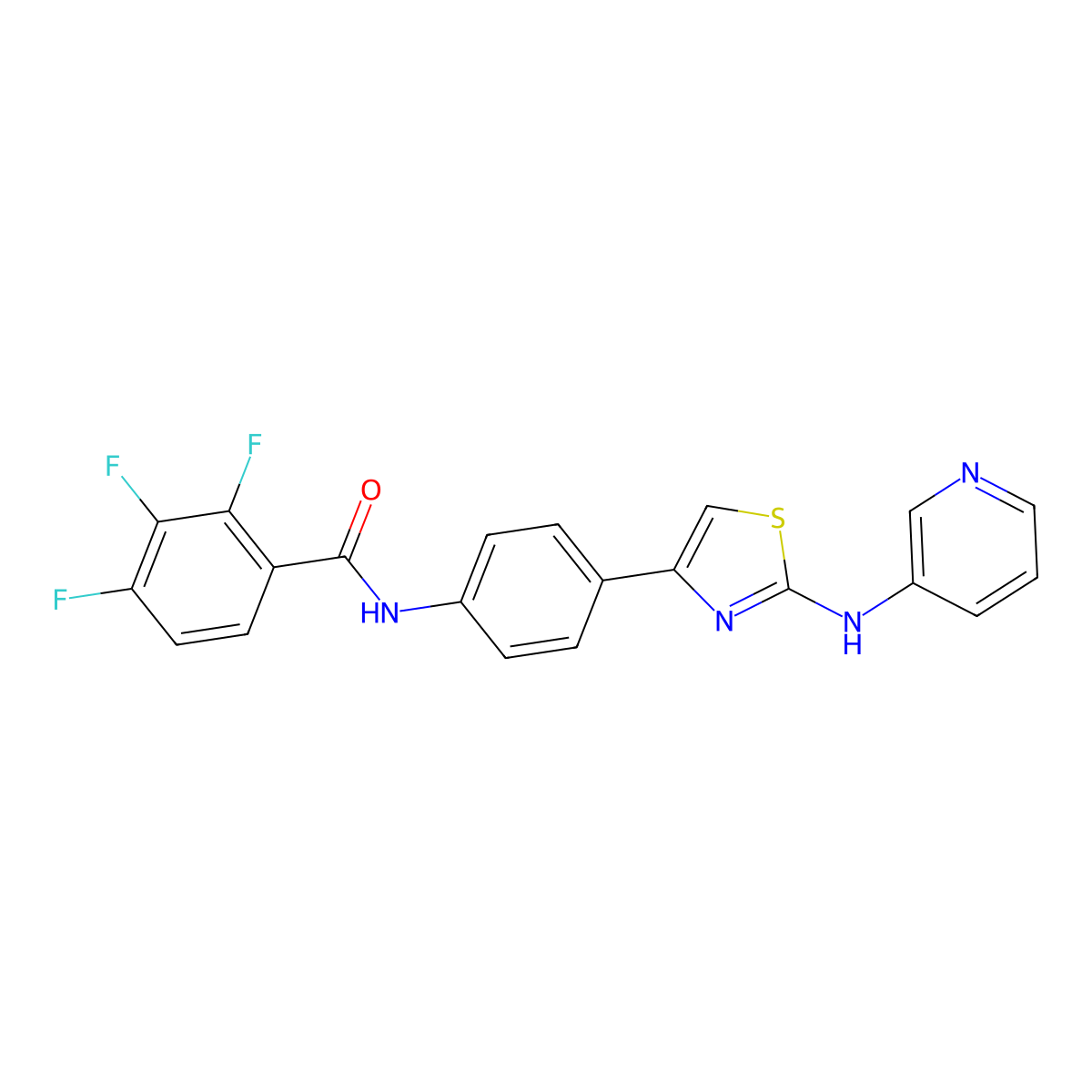 2,3,4-trifluoro-N-(4-(2-(pyridin-3-ylamino)thiazol-4-yl)phenyl)benzamide molecular structure, CAS 1795296-64-8