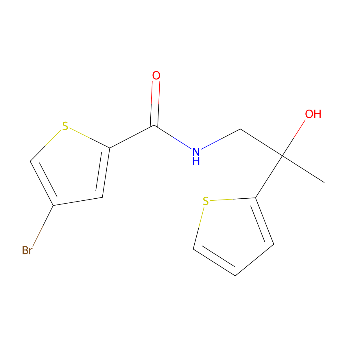 4-bromo-N-[2-hydroxy-2-(thiophen-2-yl)propyl]thiophene-2-carboxamide molecular structure, CAS 1795296-65-9