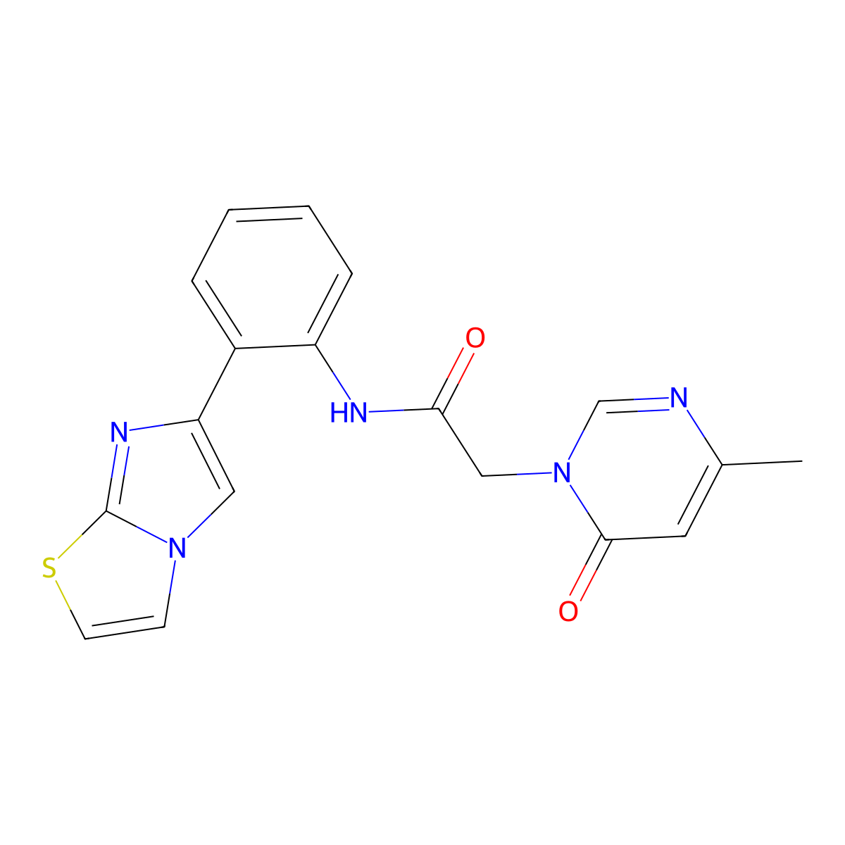 N-(2-(imidazo[2,1-b]thiazol-6-yl)phenyl)-2-(4-methyl-6-oxopyrimidin-1(6H)-yl)acetamide molecular structure, CAS 1795296-69-3