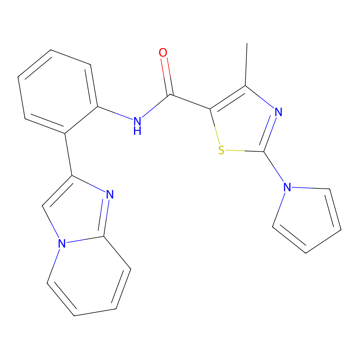 N-(2-(imidazo[1,2-a]pyridin-2-yl)phenyl)-4-methyl-2-(1H-pyrrol-1-yl)thiazole-5-carboxamide molecular structure, CAS 1795296-74-0
