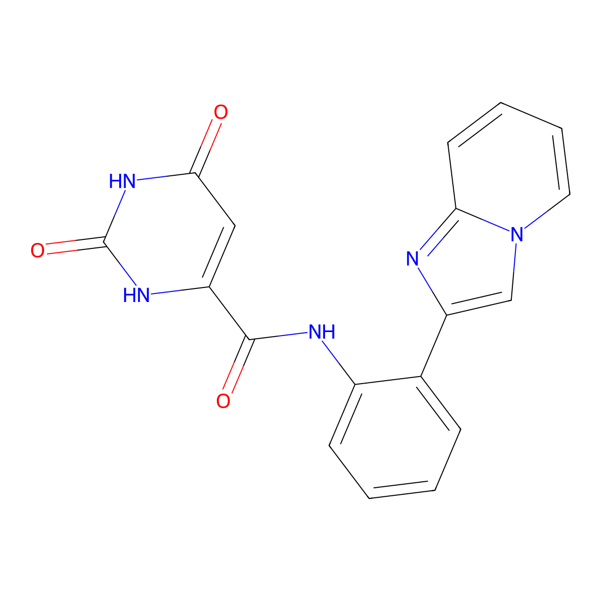 N-(2-(imidazo[1,2-a]pyridin-2-yl)phenyl)-2,6-dioxo-1,2,3,6-tetrahydropyrimidine-4-carboxamide molecular structure, CAS 1795296-76-2