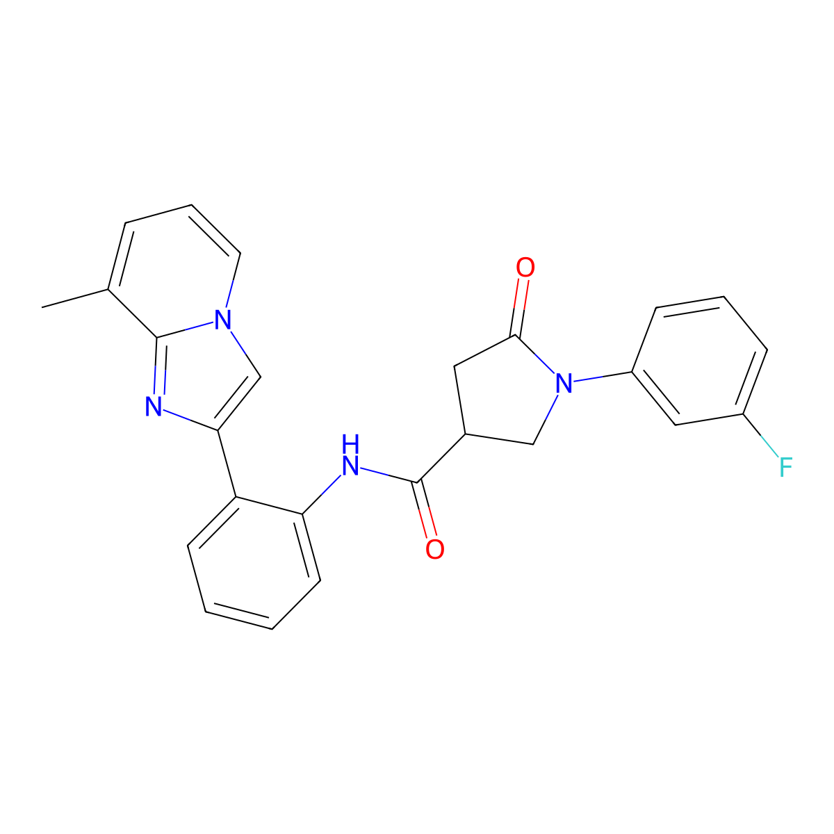 1-(3-fluorophenyl)-N-(2-(8-methylimidazo[1,2-a]pyridin-2-yl)phenyl)-5-oxopyrrolidine-3-carboxamide molecular structure, CAS 1795296-78-4