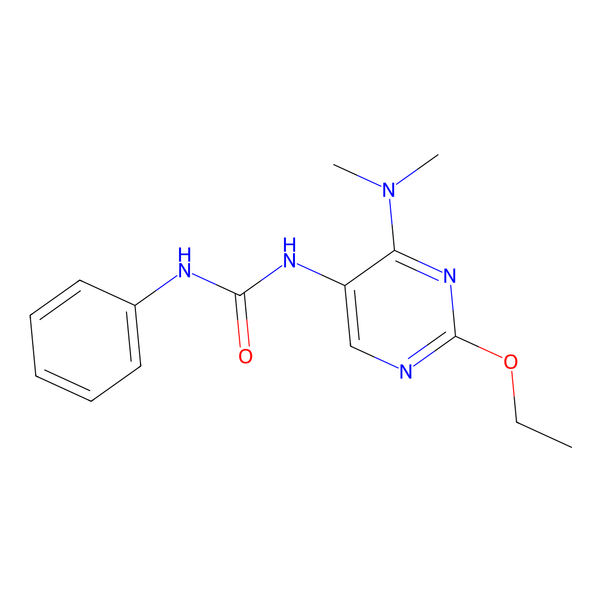 1-(4-(Dimethylamino)-2-ethoxypyrimidin-5-yl)-3-phenylurea molecular structure, CAS 1795296-82-0