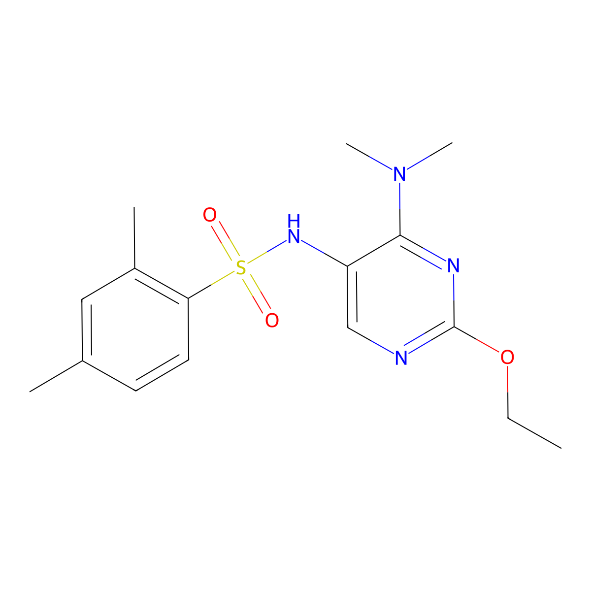 N-(4-(dimethylamino)-2-ethoxypyrimidin-5-yl)-2,4-dimethylbenzenesulfonamide molecular structure, CAS 1795296-85-3