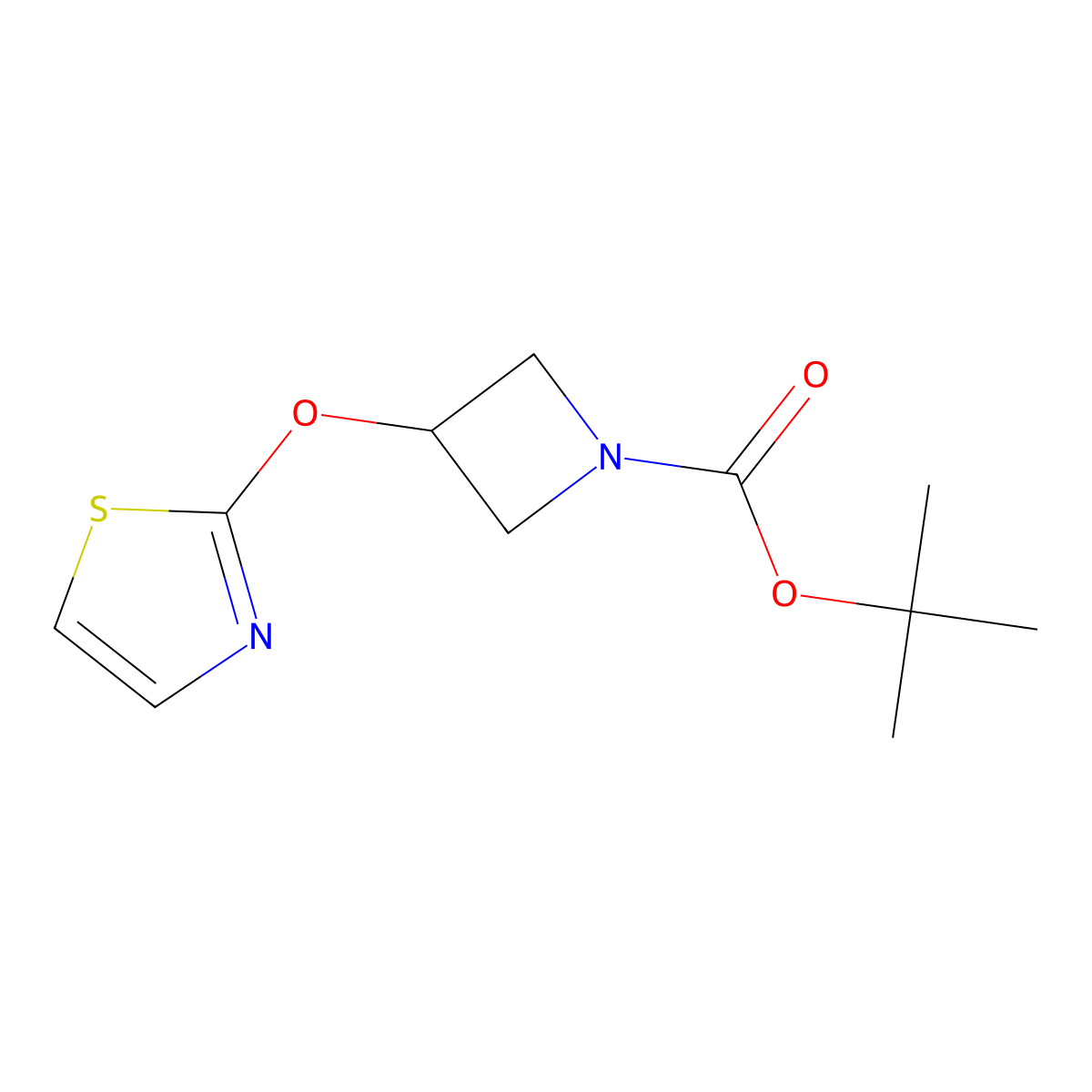 Tert-butyl 3-(thiazol-2-yloxy)azetidine-1-carboxylate molecular structure, CAS 1795296-96-6