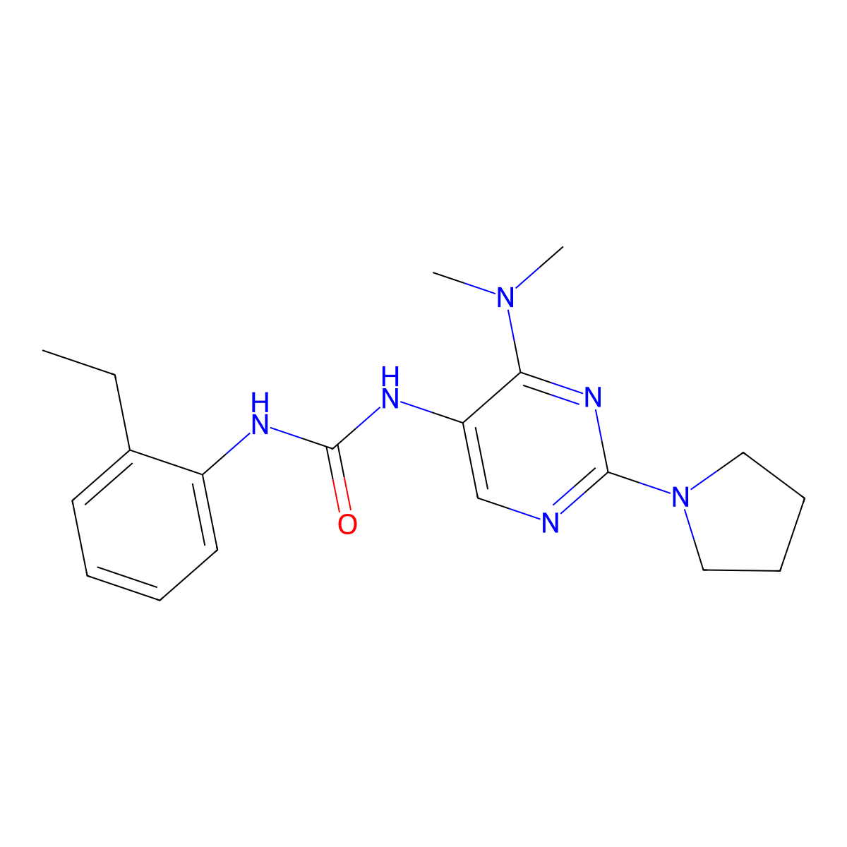 1-(4-(Dimethylamino)-2-(pyrrolidin-1-yl)pyrimidin-5-yl)-3-(2-ethylphenyl)urea molecular structure, CAS 1795297-00-5