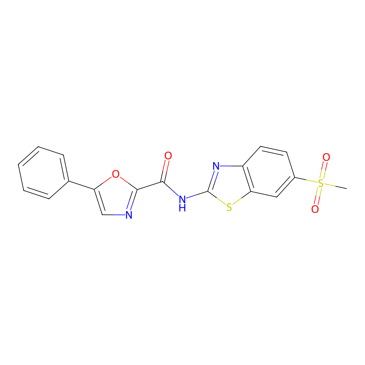 N-(6-(methylsulfonyl)benzo[d]thiazol-2-yl)-5-phenyloxazole-2-carboxamide molecular structure, CAS 1795297-01-6