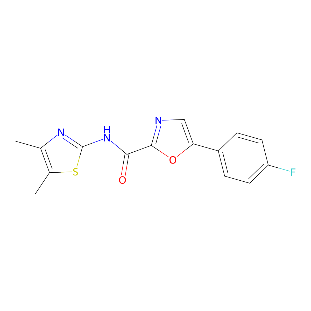 N-(4,5-dimethylthiazol-2-yl)-5-(4-fluorophenyl)oxazole-2-carboxamide molecular structure, CAS 1795297-11-8