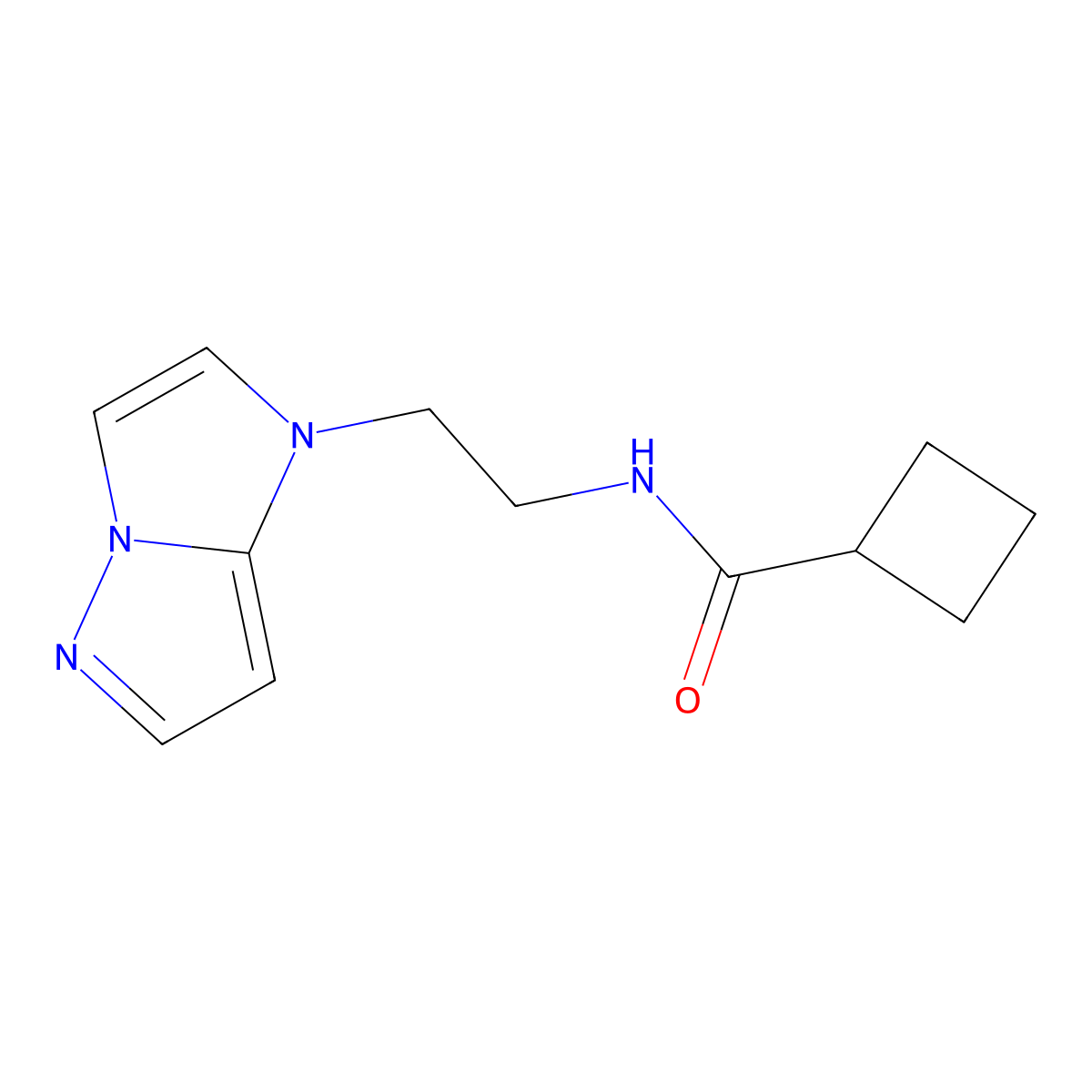 N-(2-(1H-imidazo[1,2-b]pyrazol-1-yl)ethyl)cyclobutanecarboxamide molecular structure, CAS 1795297-12-9