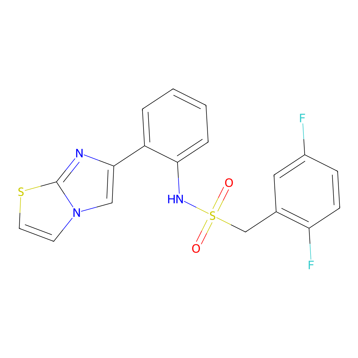 1-(2,5-difluorophenyl)-N-(2-(imidazo[2,1-b]thiazol-6-yl)phenyl)methanesulfonamide molecular structure, CAS 1795297-16-3