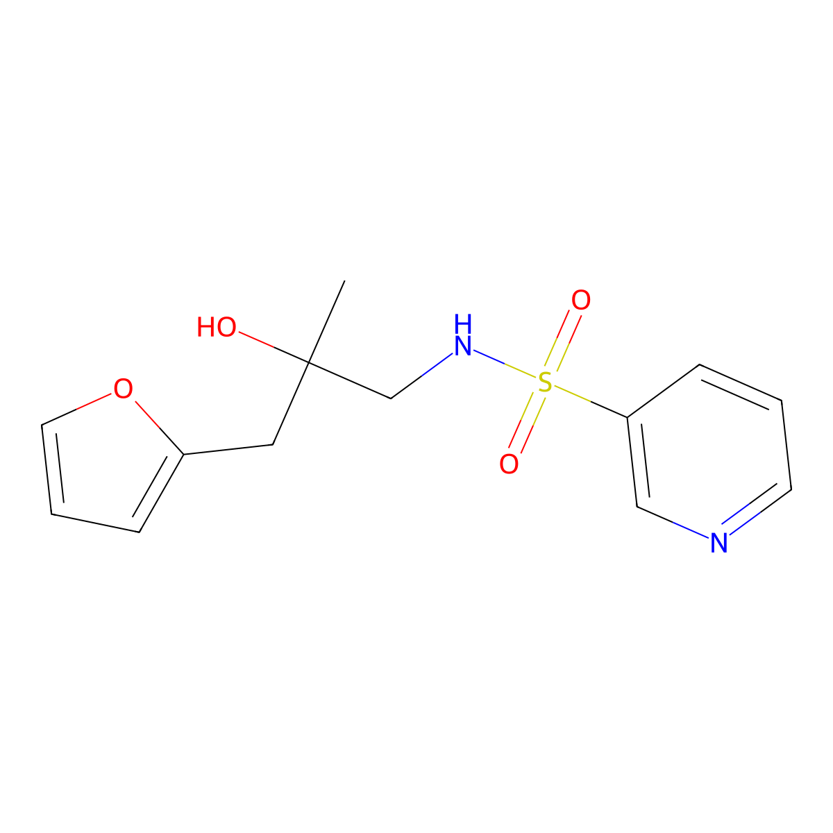 N-(3-(furan-2-yl)-2-hydroxy-2-methylpropyl)pyridine-3-sulfonamide molecular structure, CAS 1795297-21-0