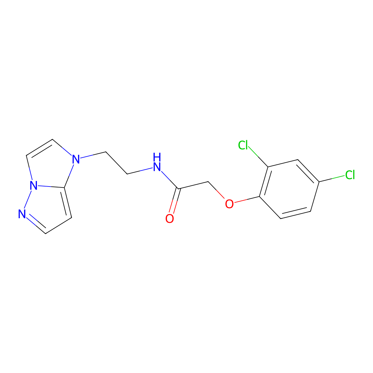 N-(2-(1H-imidazo[1,2-b]pyrazol-1-yl)ethyl)-2-(2,4-dichlorophenoxy)acetamide molecular structure, CAS 1795297-24-3