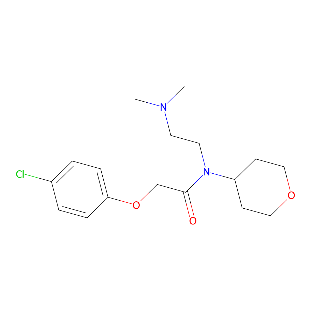 2-(4-chlorophenoxy)-N-[2-(dimethylamino)ethyl]-N-(oxan-4-yl)acetamide molecular structure, CAS 1795297-27-6