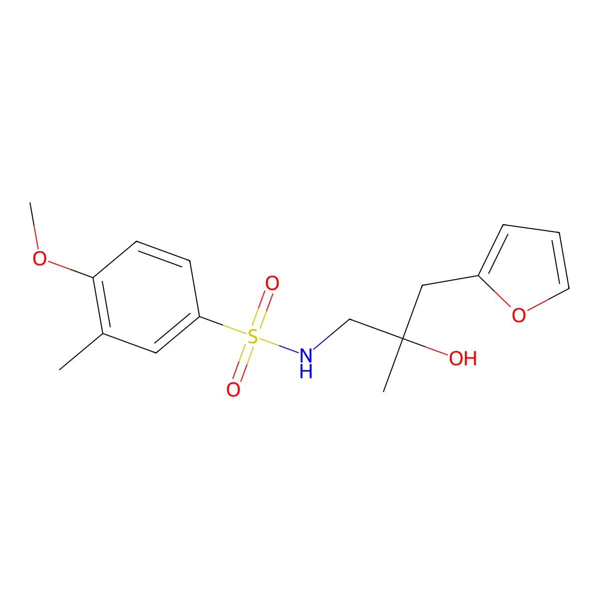 N-(3-(furan-2-yl)-2-hydroxy-2-methylpropyl)-4-methoxy-3-methylbenzenesulfonamide molecular structure, CAS 1795297-28-7