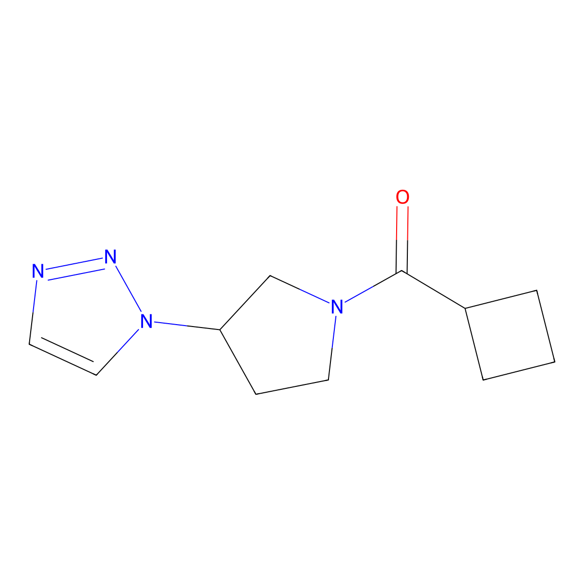 (3-(1H-1,2,3-triazol-1-yl)pyrrolidin-1-yl)(cyclobutyl)methanone molecular structure, CAS 1795297-33-4
