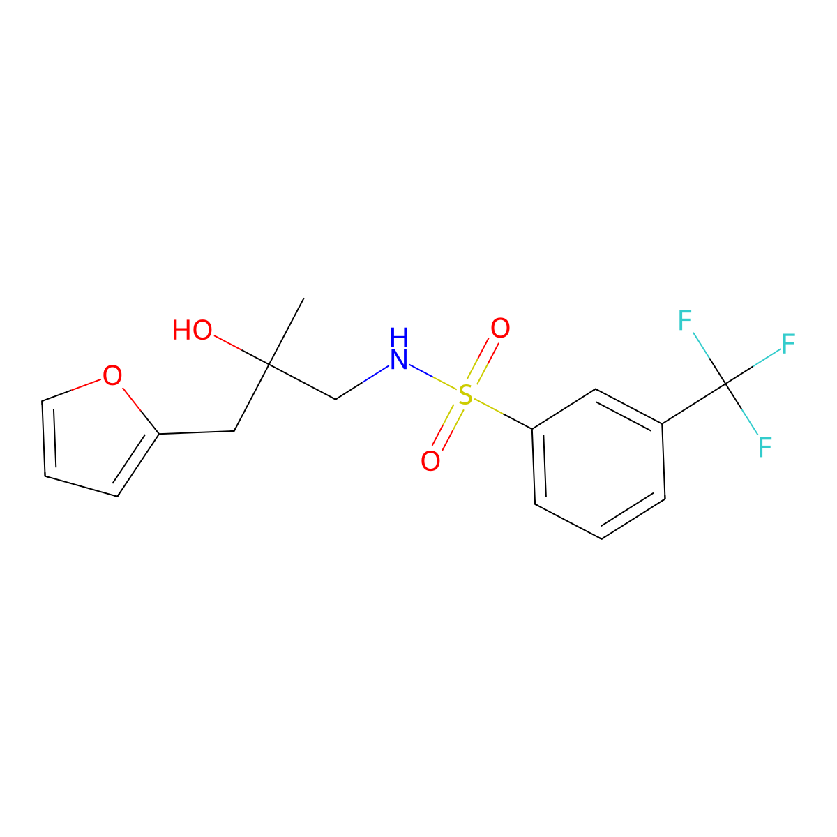 N-(3-(furan-2-yl)-2-hydroxy-2-methylpropyl)-3-(trifluoromethyl)benzenesulfonamide molecular structure, CAS 1795297-35-6