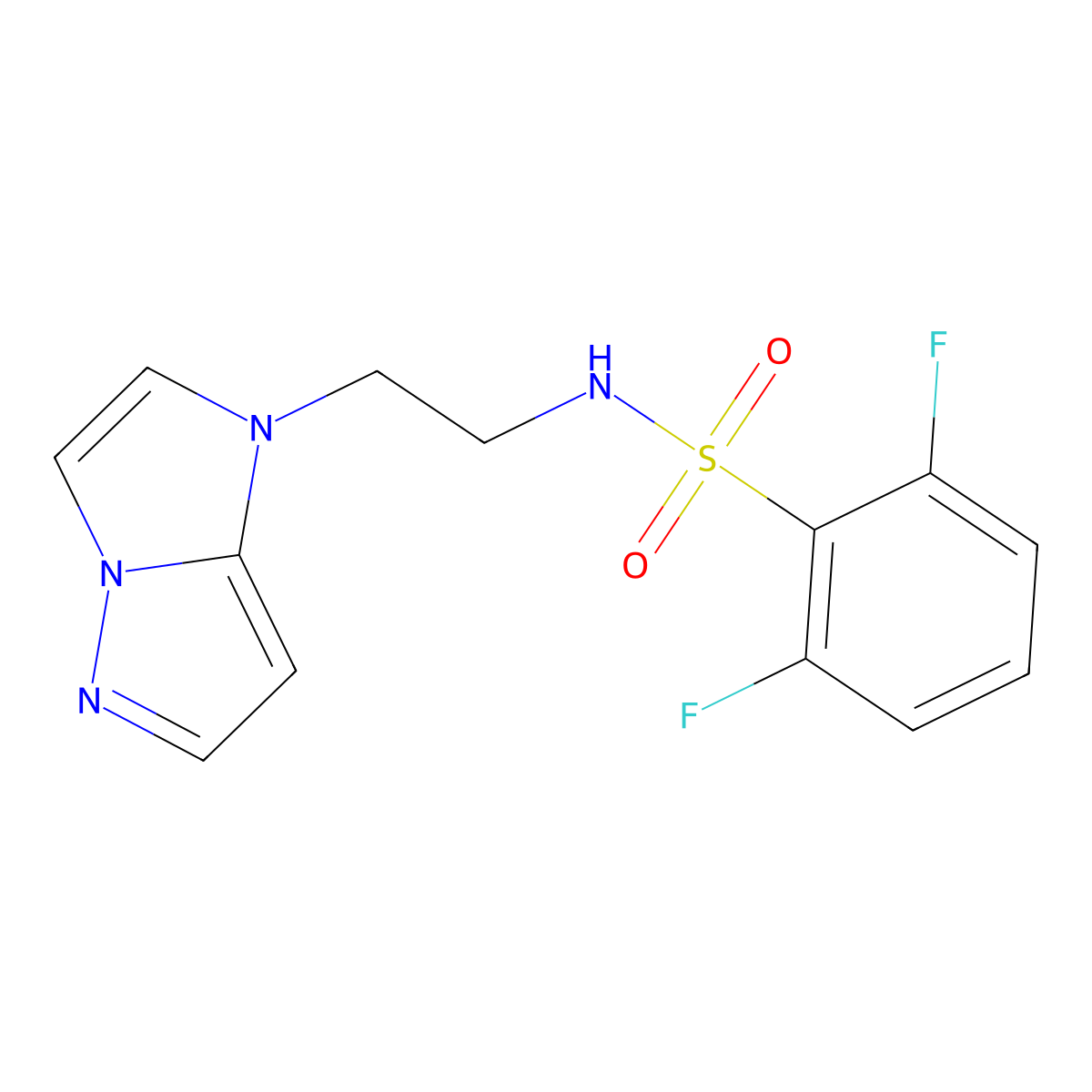 N-(2-(1H-imidazo[1,2-b]pyrazol-1-yl)ethyl)-2,6-difluorobenzenesulfonamide molecular structure, CAS 1795297-37-8