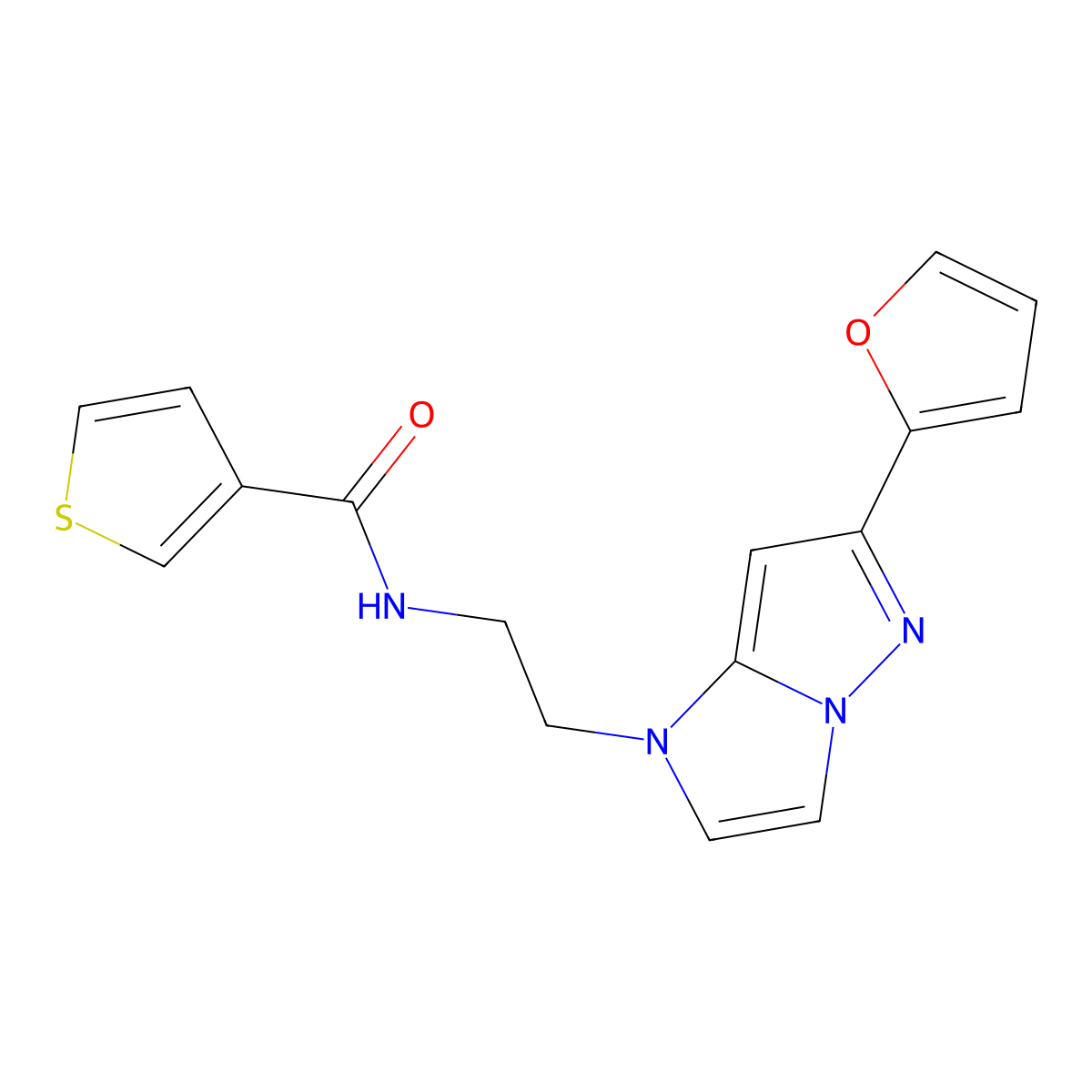 N-(2-(6-(furan-2-yl)-1H-imidazo[1,2-b]pyrazol-1-yl)ethyl)thiophene-3-carboxamide molecular structure, CAS 1795297-49-2