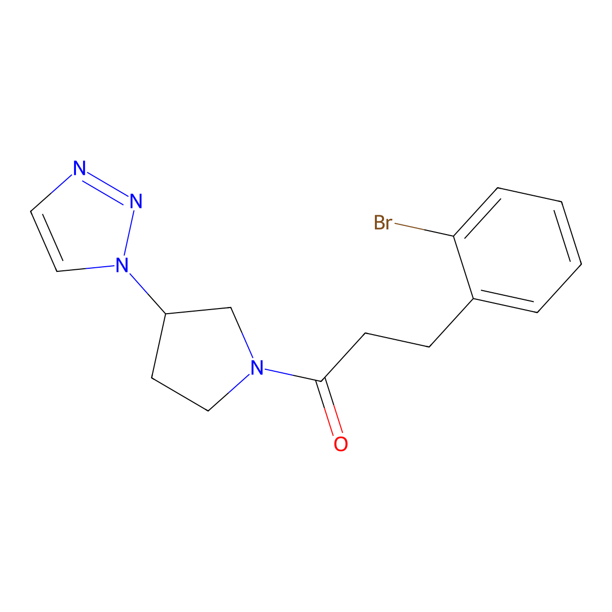 1-(3-(1H-1,2,3-triazol-1-yl)pyrrolidin-1-yl)-3-(2-bromophenyl)propan-1-one molecular structure, CAS 1795297-50-5