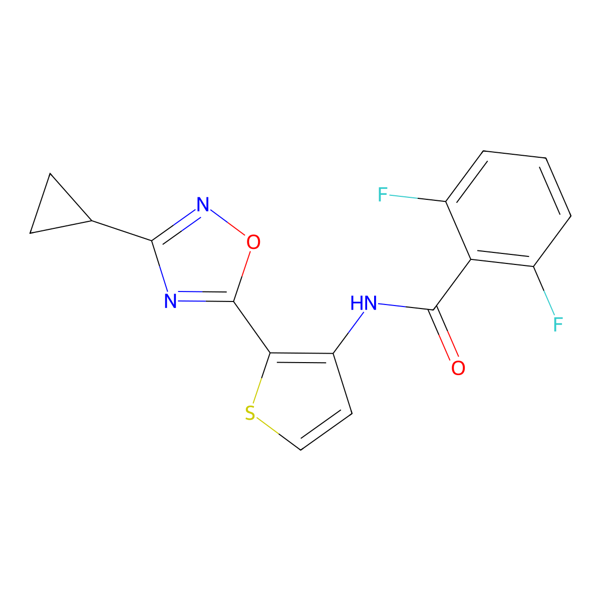 N-[2-(3-cyclopropyl-1,2,4-oxadiazol-5-yl)thiophen-3-yl]-2,6-difluorobenzamide molecular structure, CAS 1795297-51-6