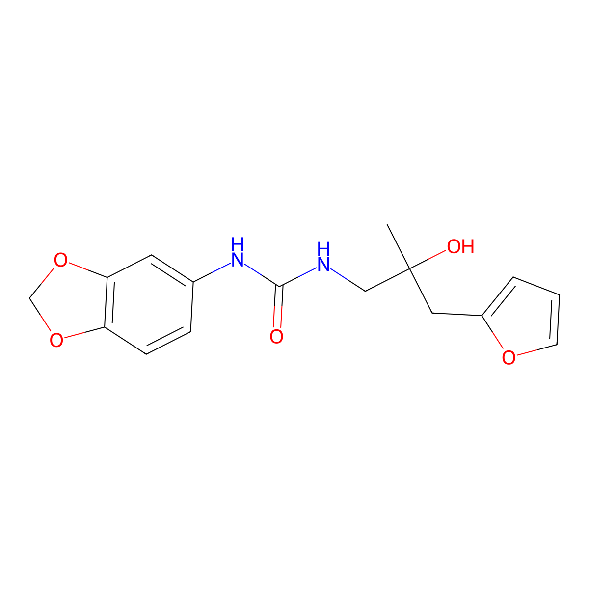1-(Benzo[d][1,3]dioxol-5-yl)-3-(3-(furan-2-yl)-2-hydroxy-2-methylpropyl)urea molecular structure, CAS 1795297-52-7