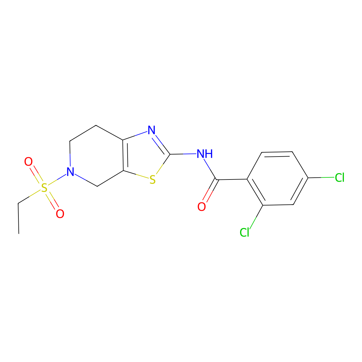 2,4-dichloro-N-(5-(ethylsulfonyl)-4,5,6,7-tetrahydrothiazolo[5,4-c]pyridin-2-yl)benzamide molecular structure, CAS 1795297-65-2