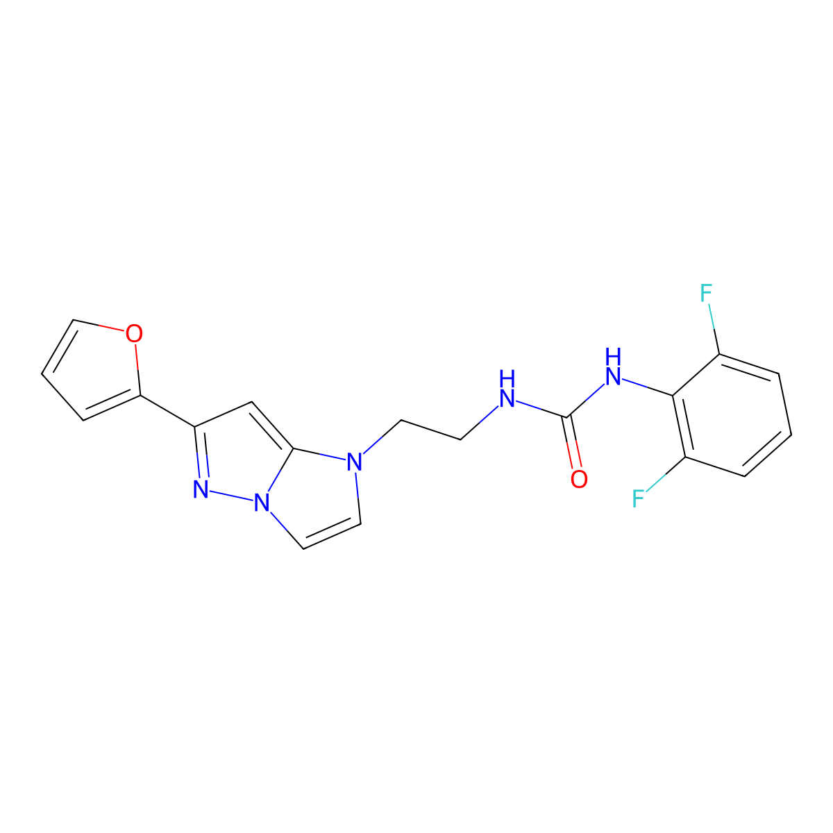 1-(2,6-difluorophenyl)-3-(2-(6-(furan-2-yl)-1H-imidazo[1,2-b]pyrazol-1-yl)ethyl)urea molecular structure, CAS 1795297-70-9
