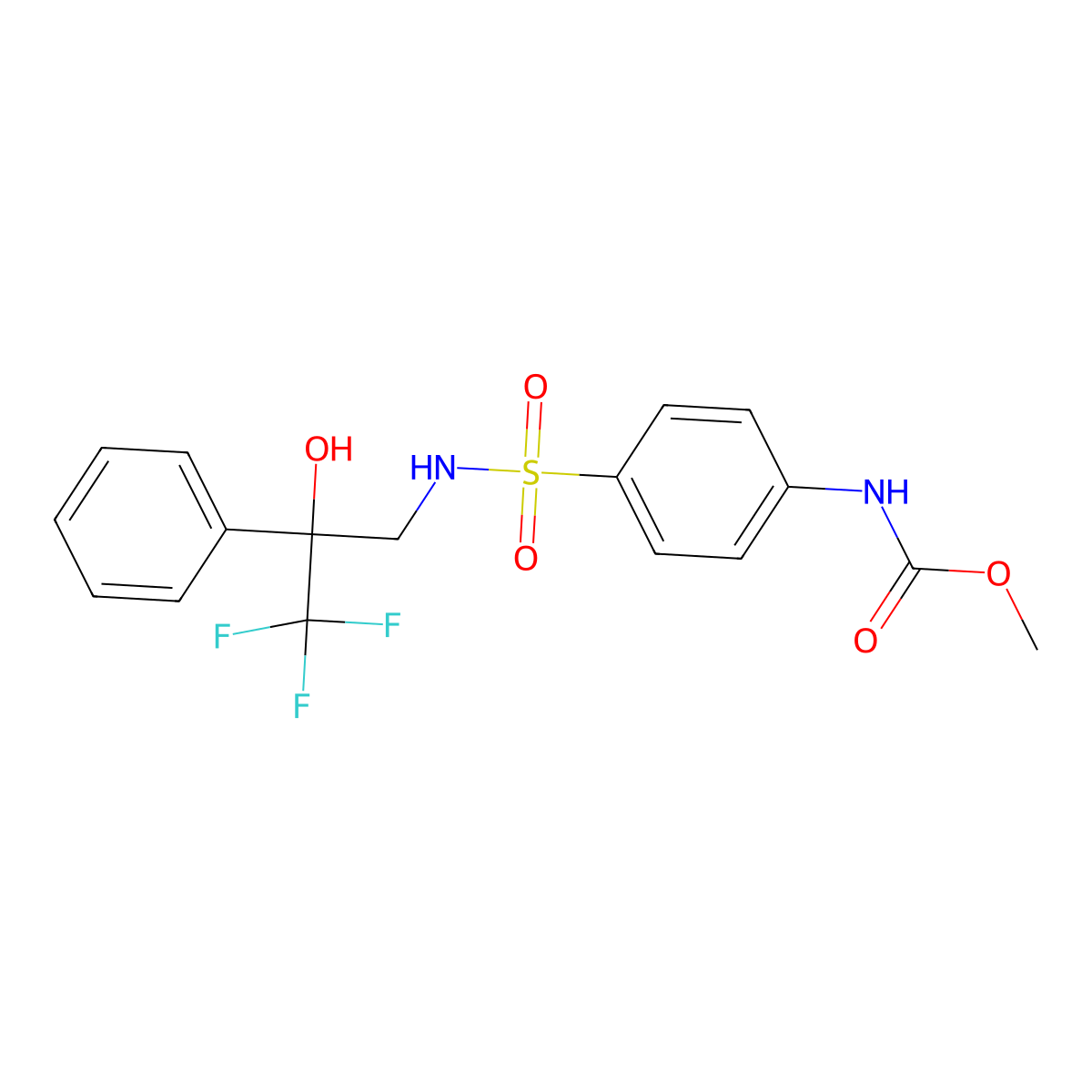 methyl (4-(N-(3,3,3-trifluoro-2-hydroxy-2-phenylpropyl)sulfamoyl)phenyl)carbamate molecular structure, CAS 1795297-72-1