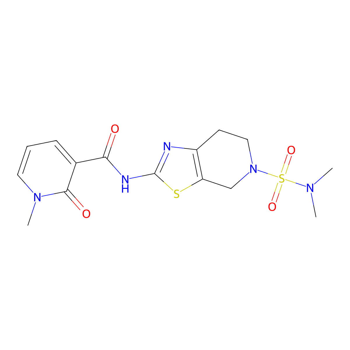 N-(5-(N,N-dimethylsulfamoyl)-4,5,6,7-tetrahydrothiazolo[5,4-c]pyridin-2-yl)-1-methyl-2-oxo-1,2-dihydropyridine-3-carboxamide molecular structure, CAS 1795297-74-3