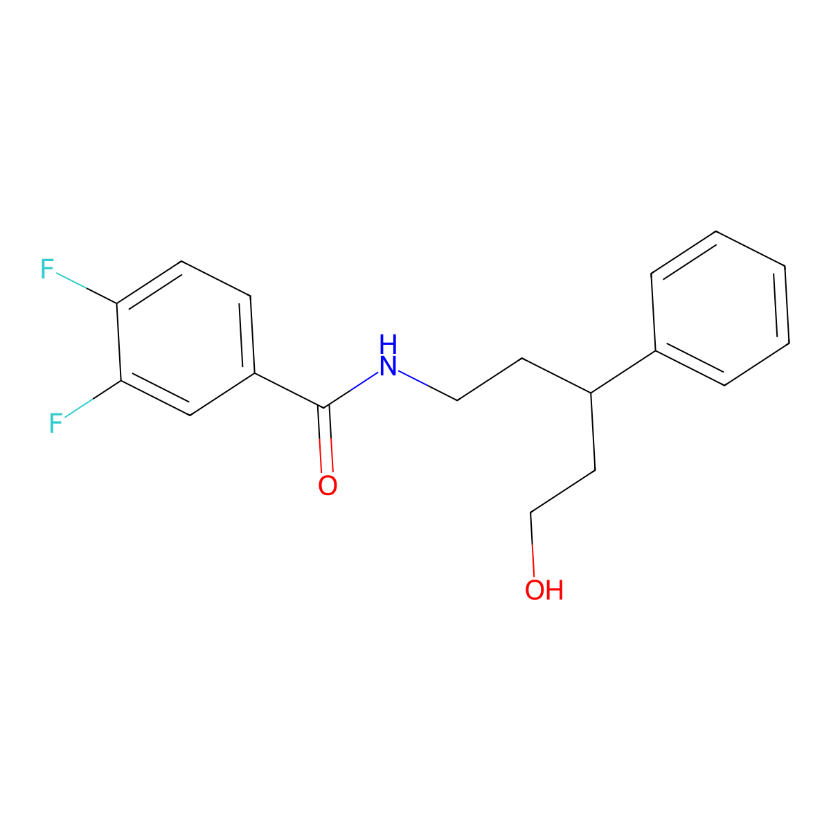 3,4-difluoro-N-(5-hydroxy-3-phenylpentyl)benzamide molecular structure, CAS 1795297-79-8