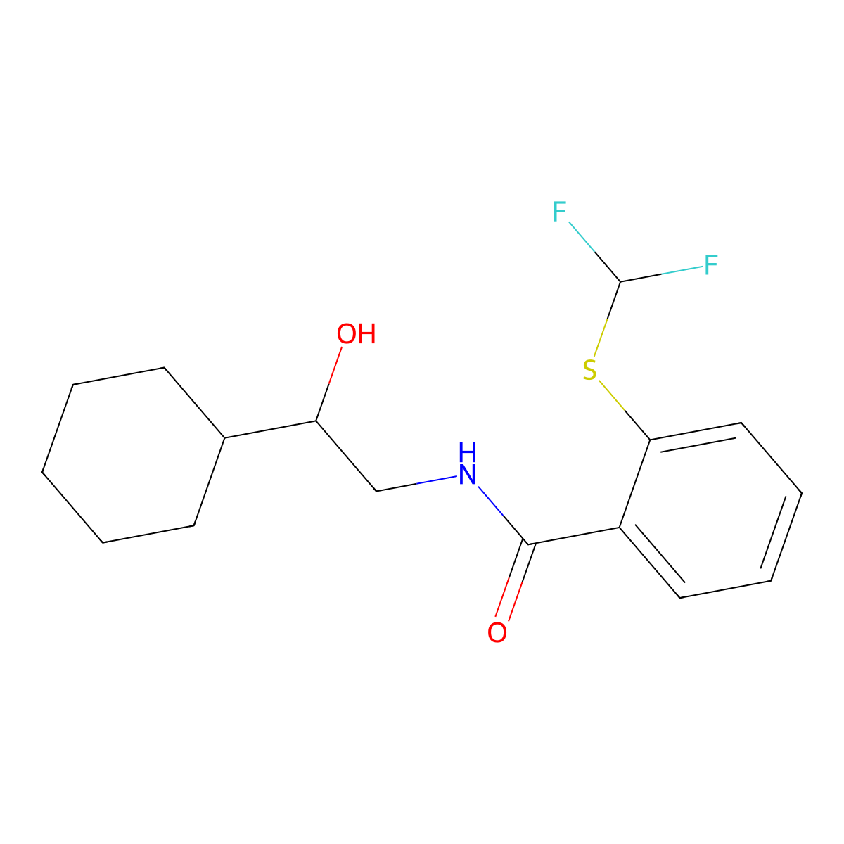 N-(2-cyclohexyl-2-hydroxyethyl)-2-((difluoromethyl)thio)benzamide molecular structure, CAS 1795297-81-2