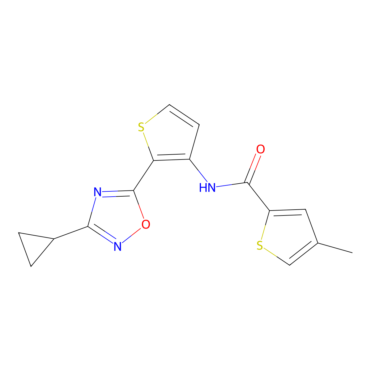 N-[2-(3-cyclopropyl-1,2,4-oxadiazol-5-yl)thiophen-3-yl]-4-methylthiophene-2-carboxamide molecular structure, CAS 1795297-84-5